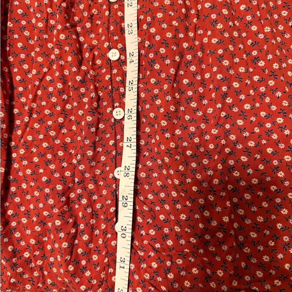 Madewell Red Smocked Long Sleeve Dress - Picture 7 of 8